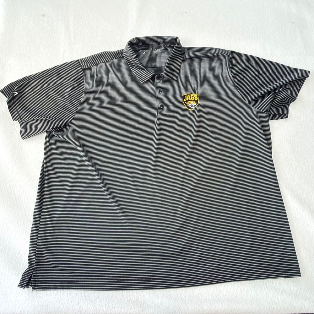 Antigua Jacksonville Jaguars Mens XXXL Polo Shirt Black White Striped NFL Jags